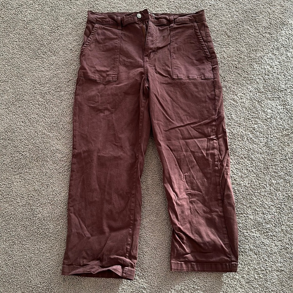 Maroon wide leg denim. Size 16